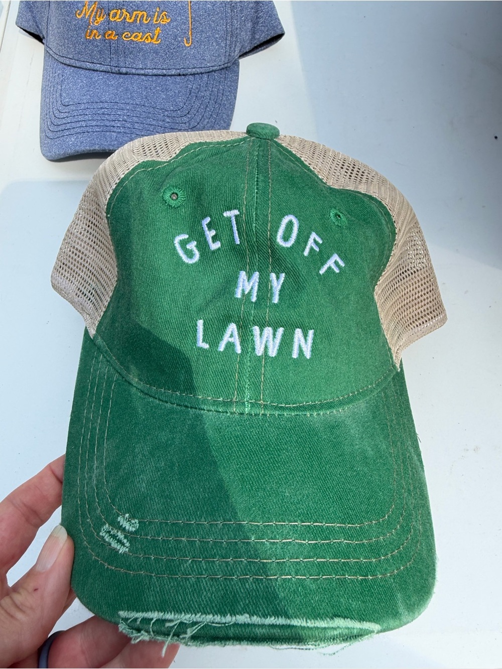 Green "Get Off My Lawn" Mesh-Back Cap
